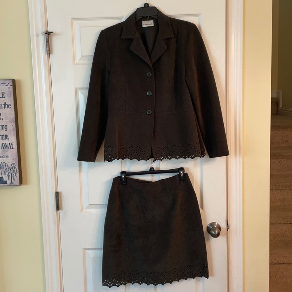 Olive-Green Skirt Suit